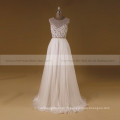 Boho New Hand Work Beading On Belt Chiffon See Through Wedding Gown